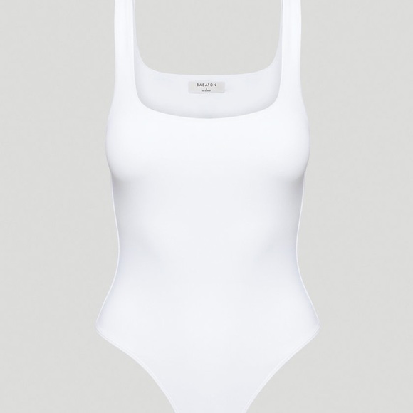 Aritzia Tops - Aritzia Babaton Contour Tank Rib Bodysuit White Size Medium